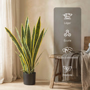 Sansevieria artificielle 77 cm, 21 feuilles, pot noir-2
