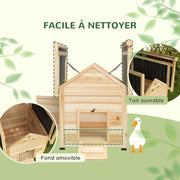 Poulailler en bois pour canards, 78x90x92cm-6
