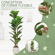 Ficus artificiel figuier lyre 120 cm, tronc en bois massif, pot inclus, intérieur-3
