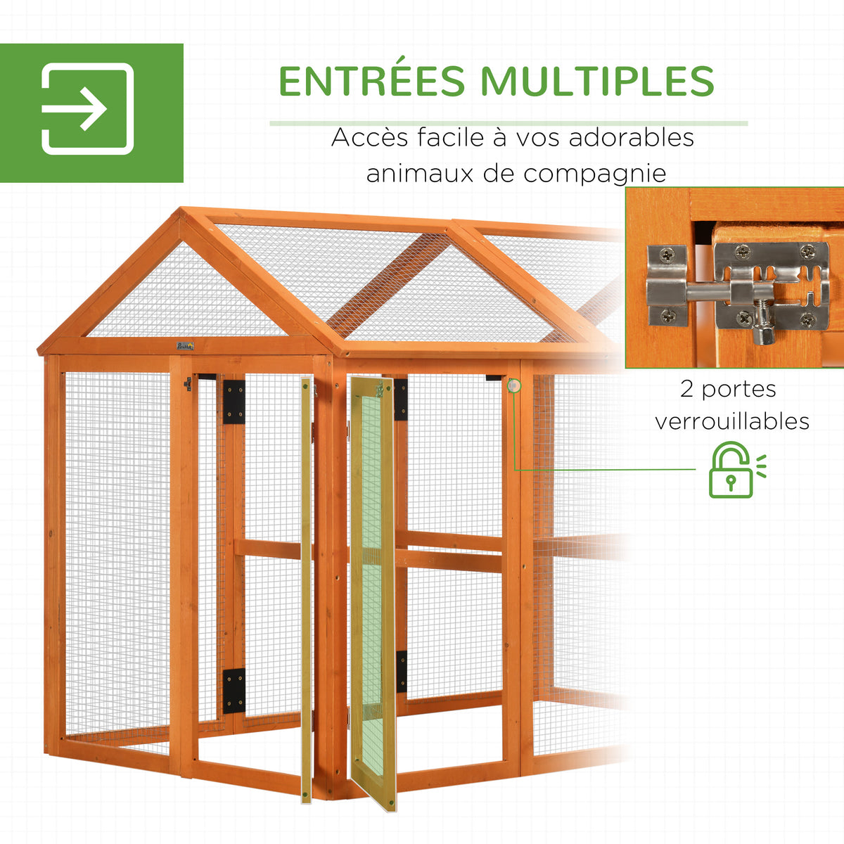 Enclos poulailler en bois, 1,18 m², orange-5