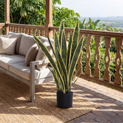 Sansevieria artificielle 77 cm, 21 feuilles, pot noir-6