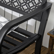 Banc de jardin banc extérieur jardin en acier avec dossier à motif floral pour 2 personnes 127 x 63 x 83 cm noir-7