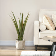 Agave artificiel 90 cm, 16 feuilles, pot ciment-5