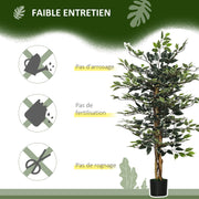 Ficus bonsaï artificiel 130 cm, tronc liane, pot lichen-3