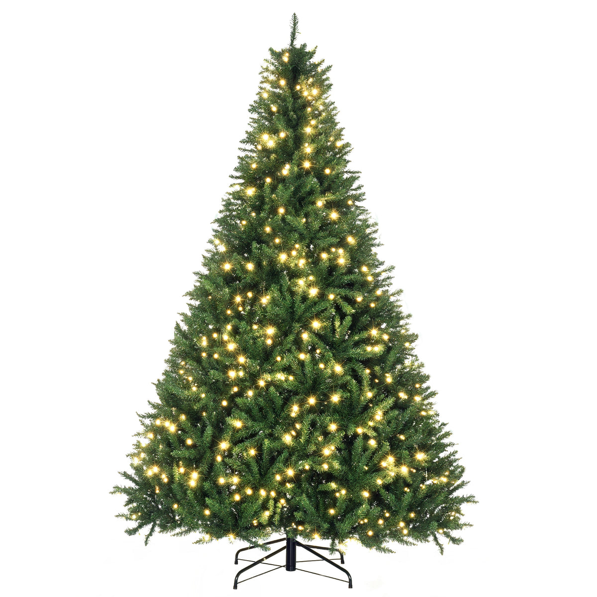 Sapin de Noël Artificiel Lumineux 210H cm LED x 700 Blanc Chaud + Support Pied 2154 Branches Vert-0
