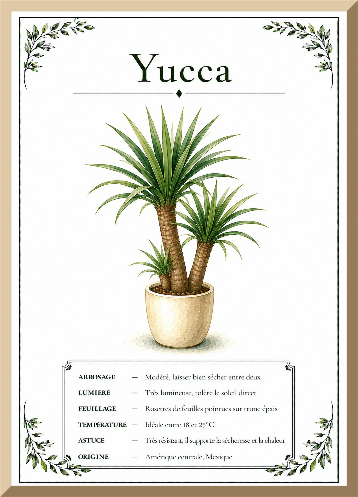 Affiche botanique Yucca – illustration végétale