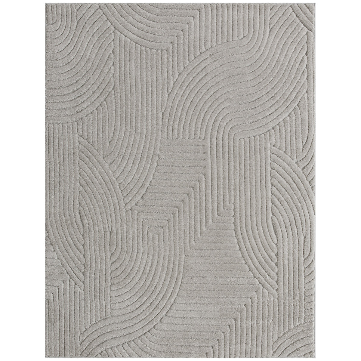 Tapis salon 160 x 120 cm, tapis à poils épais géométrique, moelleux et antidérapant, gris-0