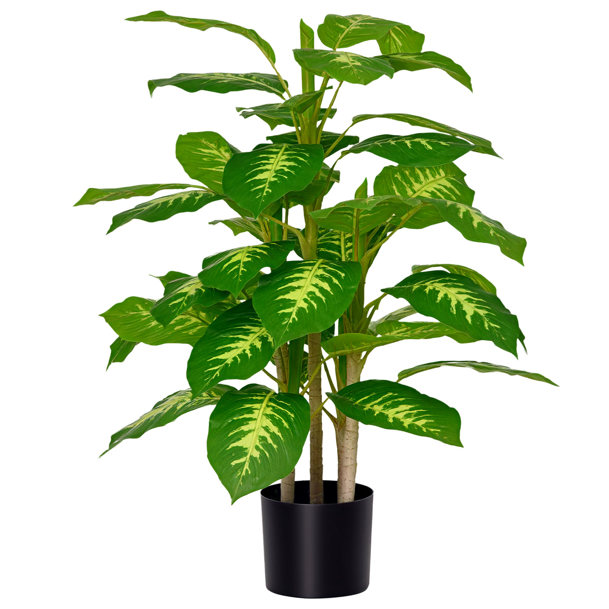 Calathea artificiel 95 cm, pot ciment, intérieur-3